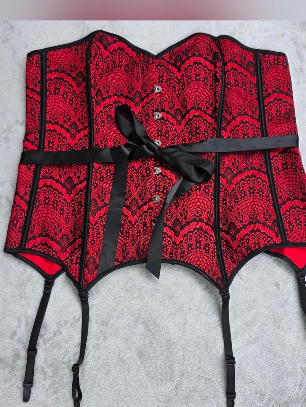 3x New NWT Adore Me Red & Black Scalloped Lace Garter Corset Top